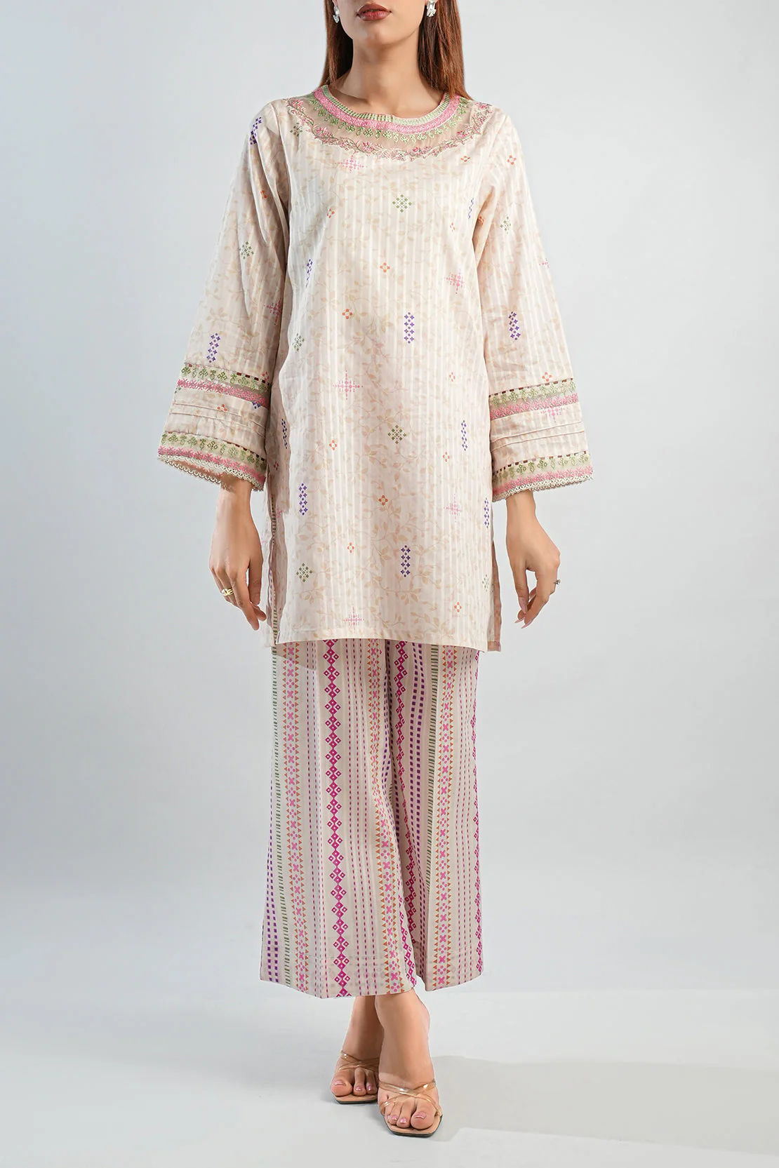 Printed Embroidered Lawn Stitched 2 Piece (Shirt/Trouser) - Image 2
