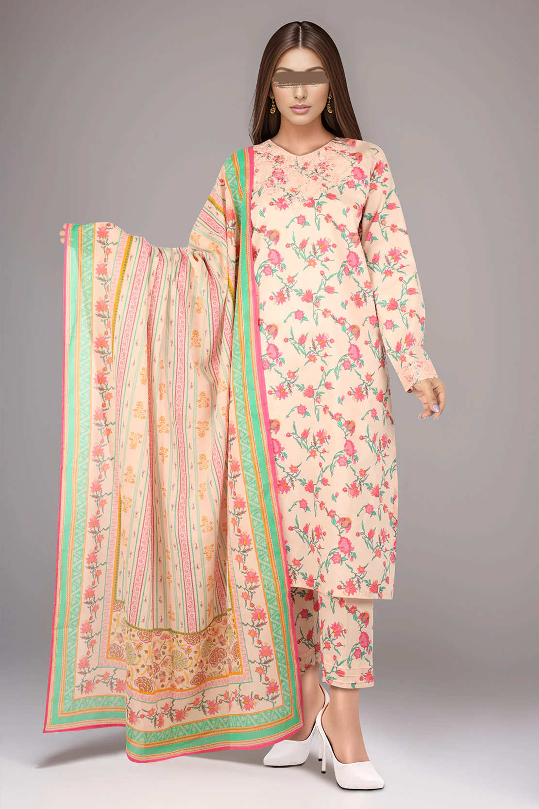 Printed Embroidered Lawn Stitched 2 Piece (Shirt/Trouser) - Image 2
