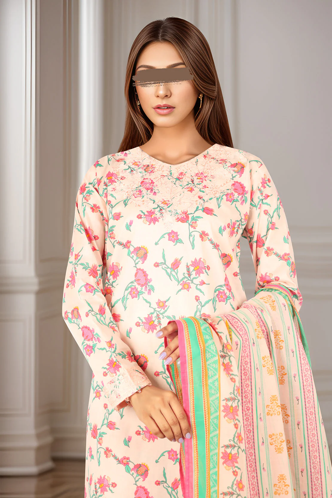 Printed Embroidered Lawn Stitched 2 Piece (Shirt/Trouser) - Image 3