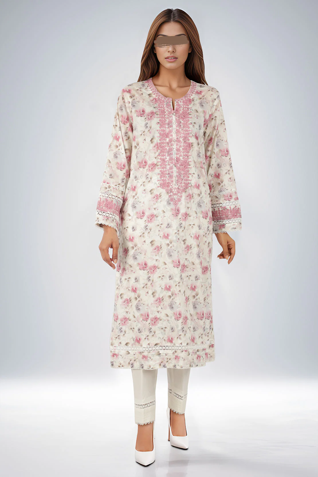 Printed Embroidered Lawn Stitched 2 Piece (Shirt/Trouser) - Image 2