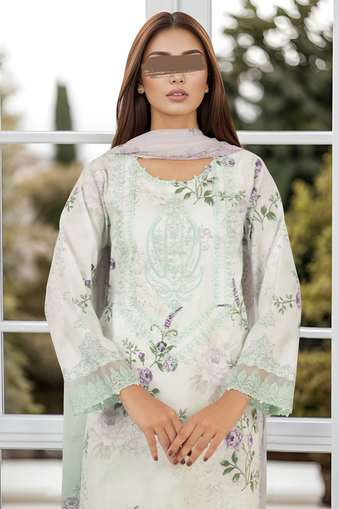 Printed Embroidered Lawn Stitched 2 Piece (Shirt/Trouser) - Image 3
