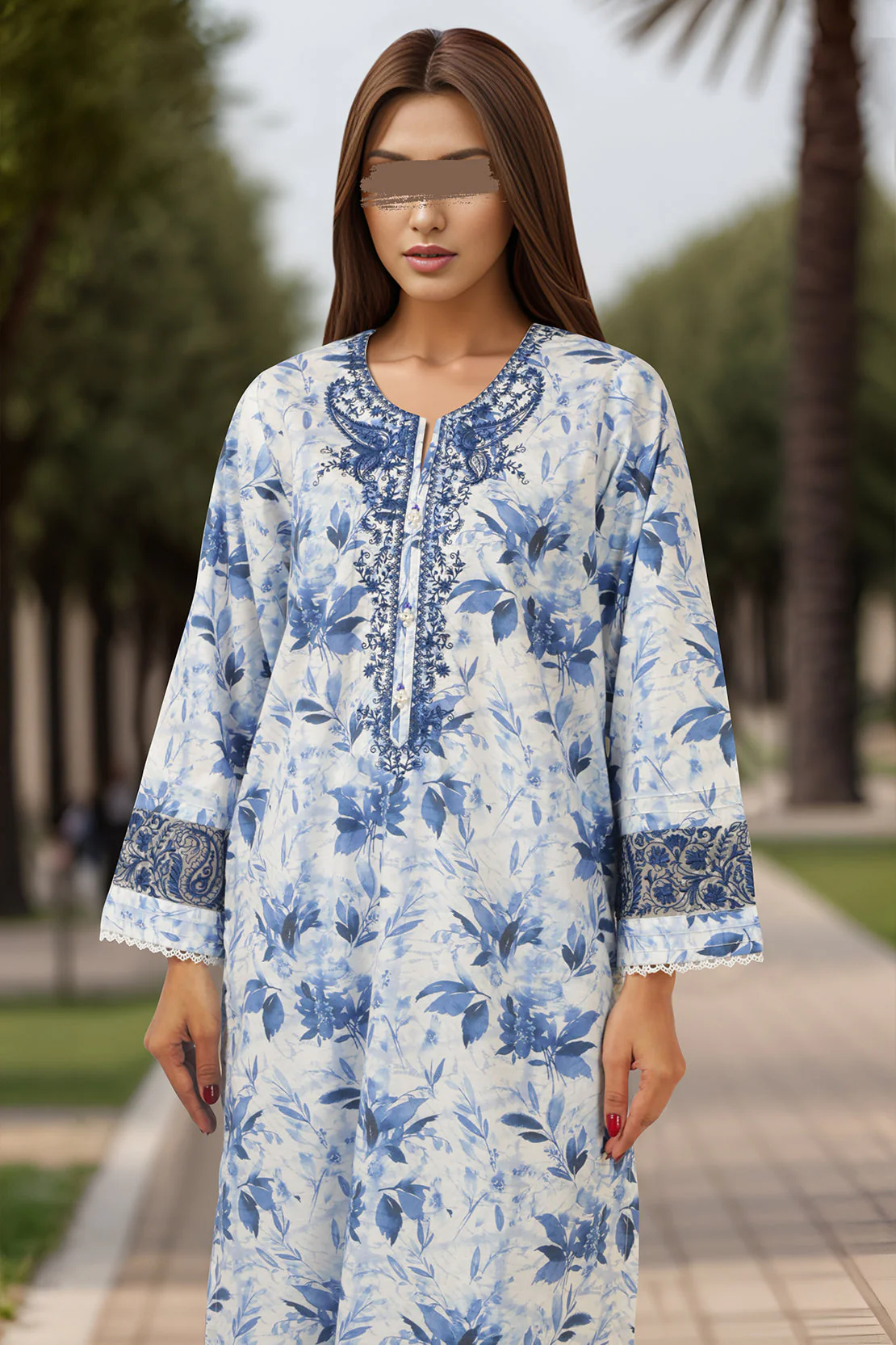 Printed Embroidered Lawn Stitched 3 Piece - Image 2