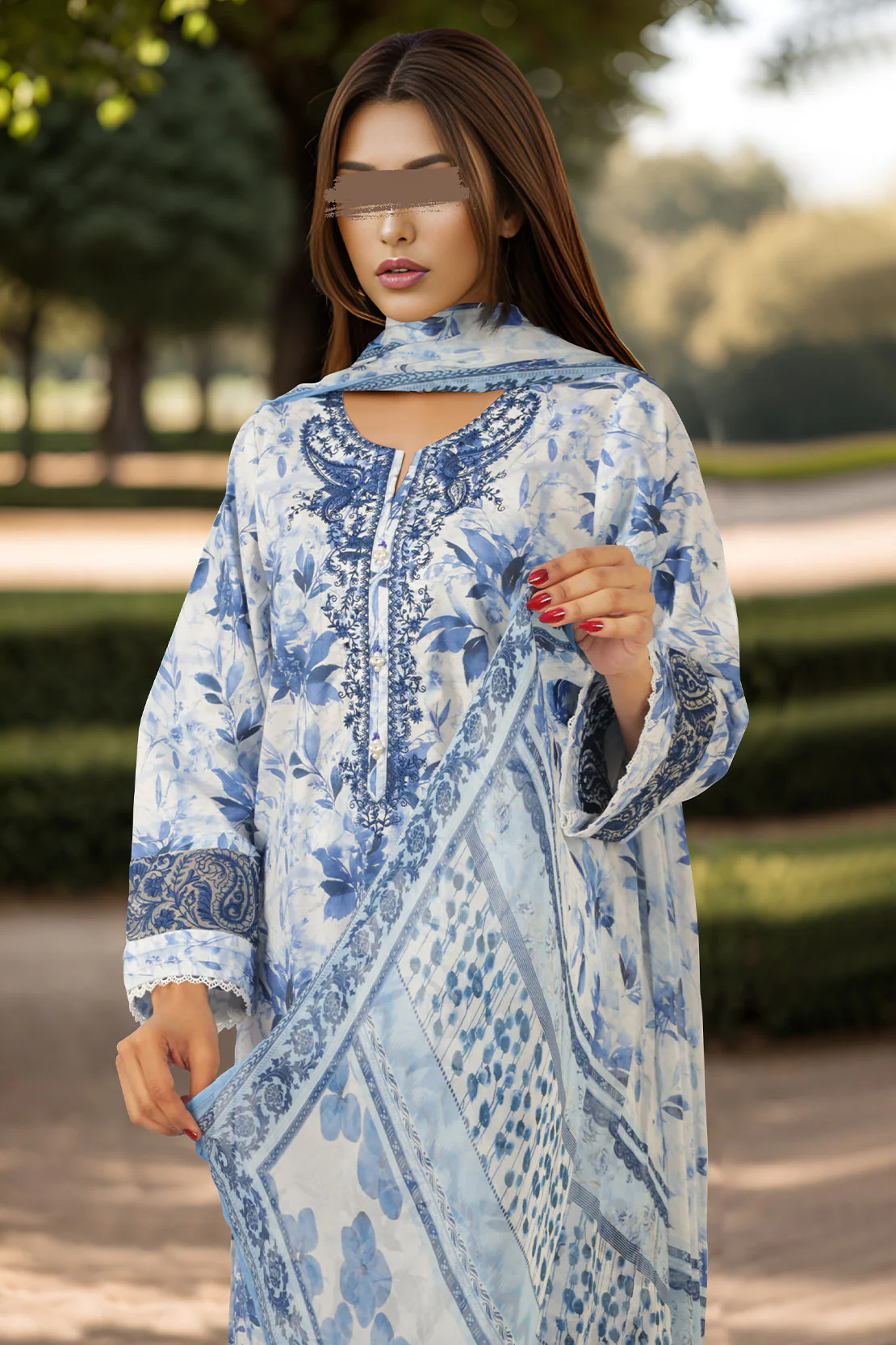 Printed Embroidered Lawn Stitched 3 Piece - Image 3