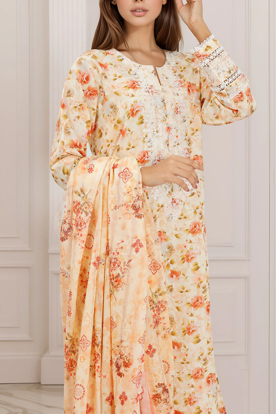 Printed Embroidered Lawn Stitched 3 Piece - Image 3
