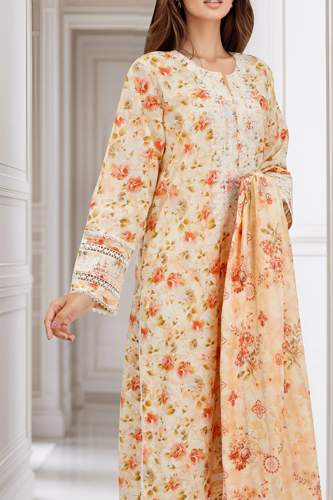 Printed Embroidered Lawn Stitched 3 Piece - Image 4