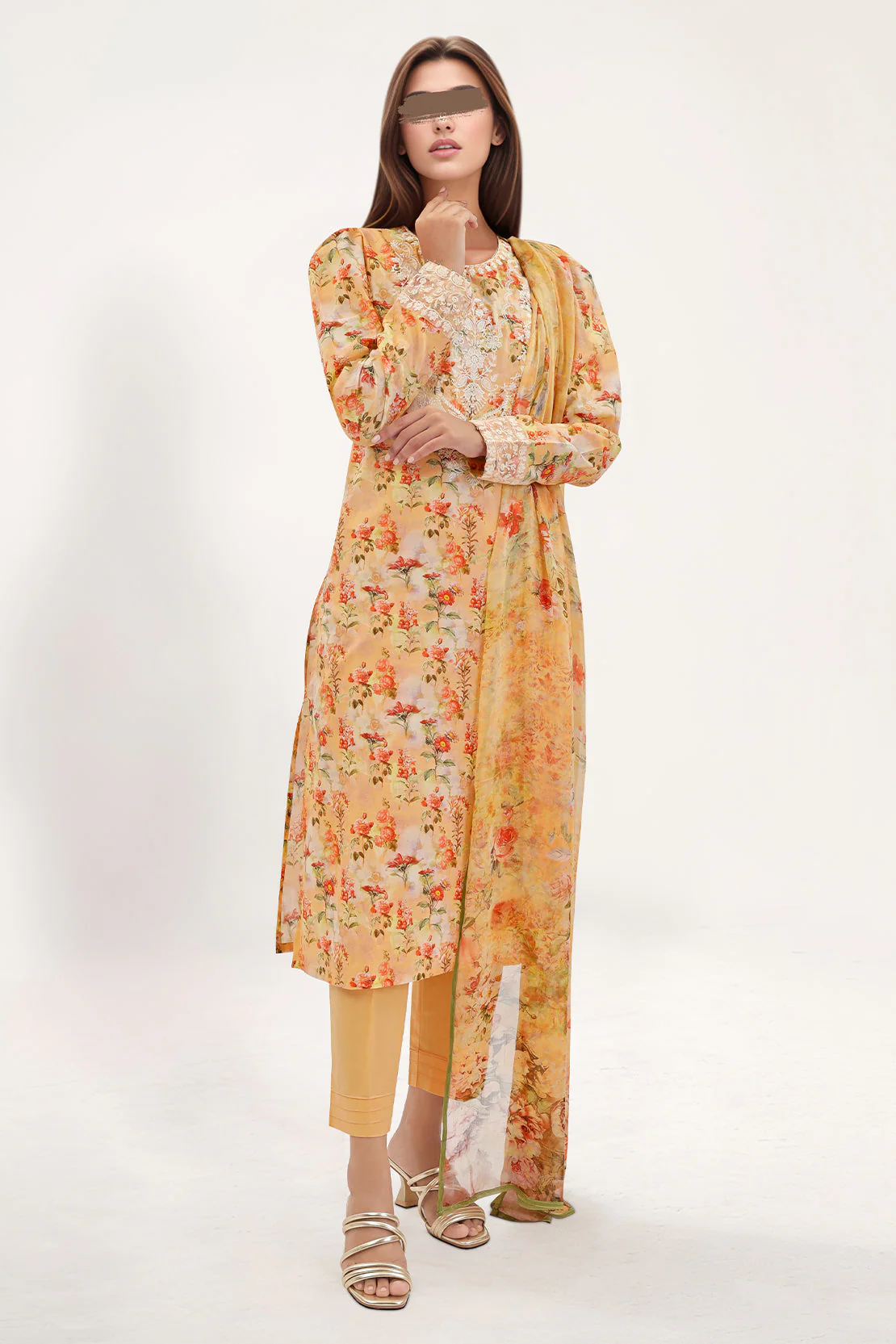 Printed Embroidered Lawn Stitched 3 Piece - Image 2