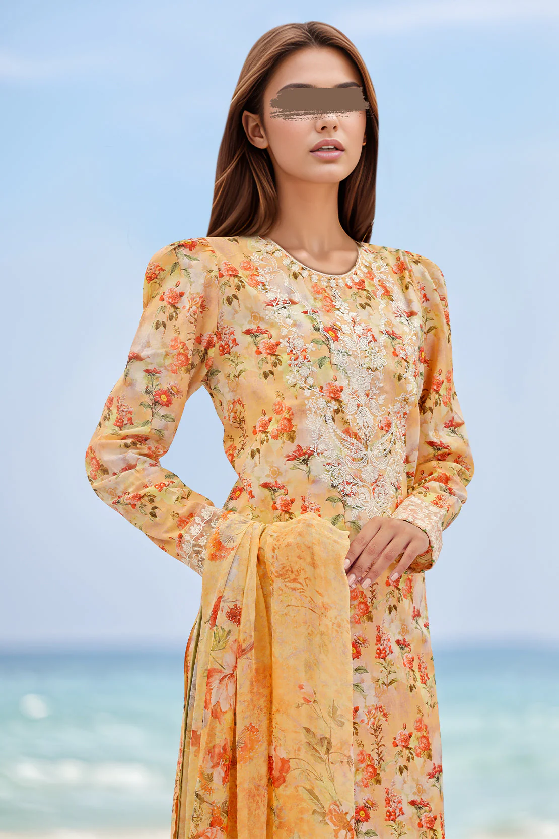 Printed Embroidered Lawn Stitched 3 Piece - Image 3