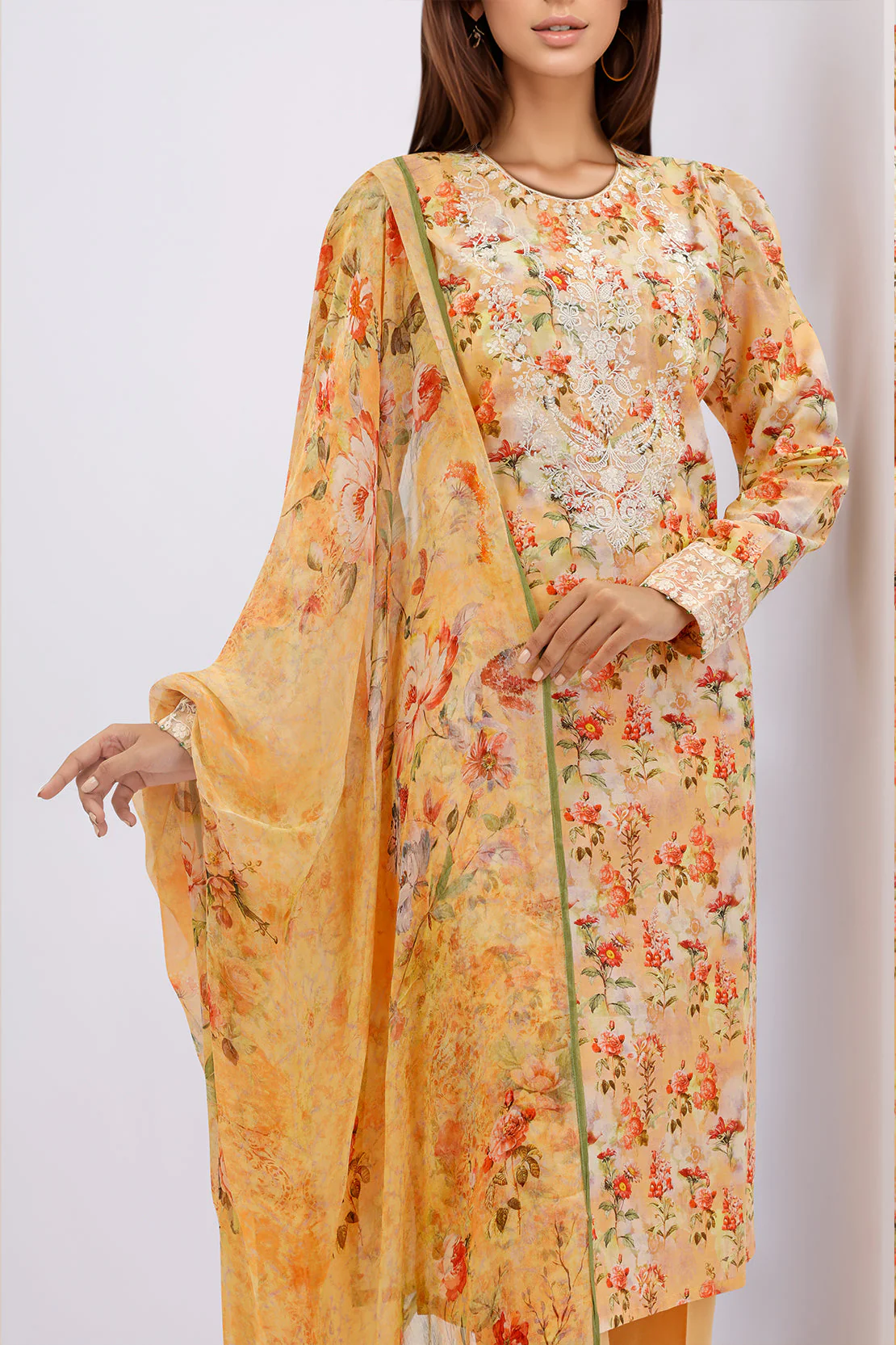 Printed Embroidered Lawn Stitched 3 Piece - Image 4