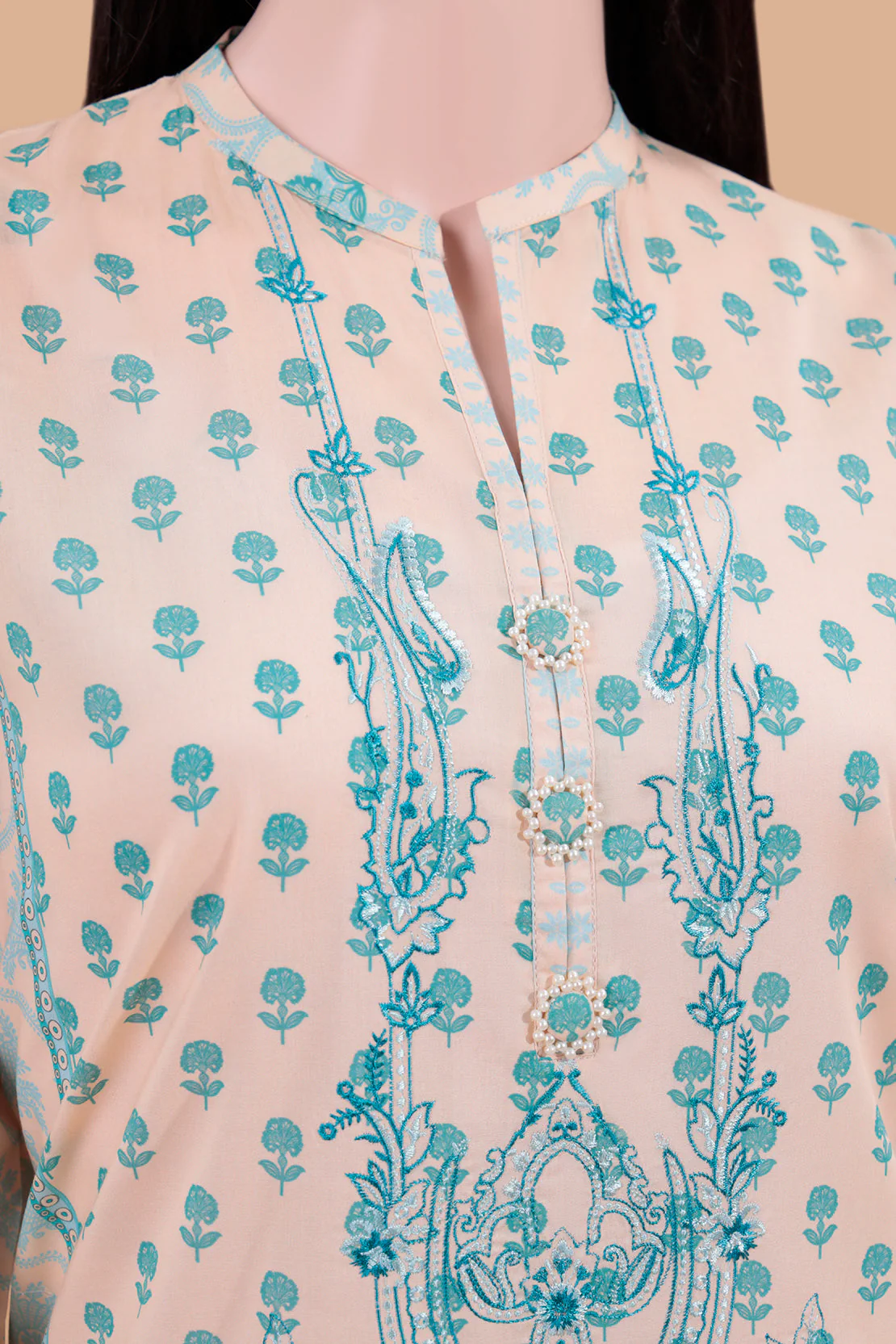 Printed Embroidered Lawn Stitched 3 Piece With Chiffon Dupatta - Image 3
