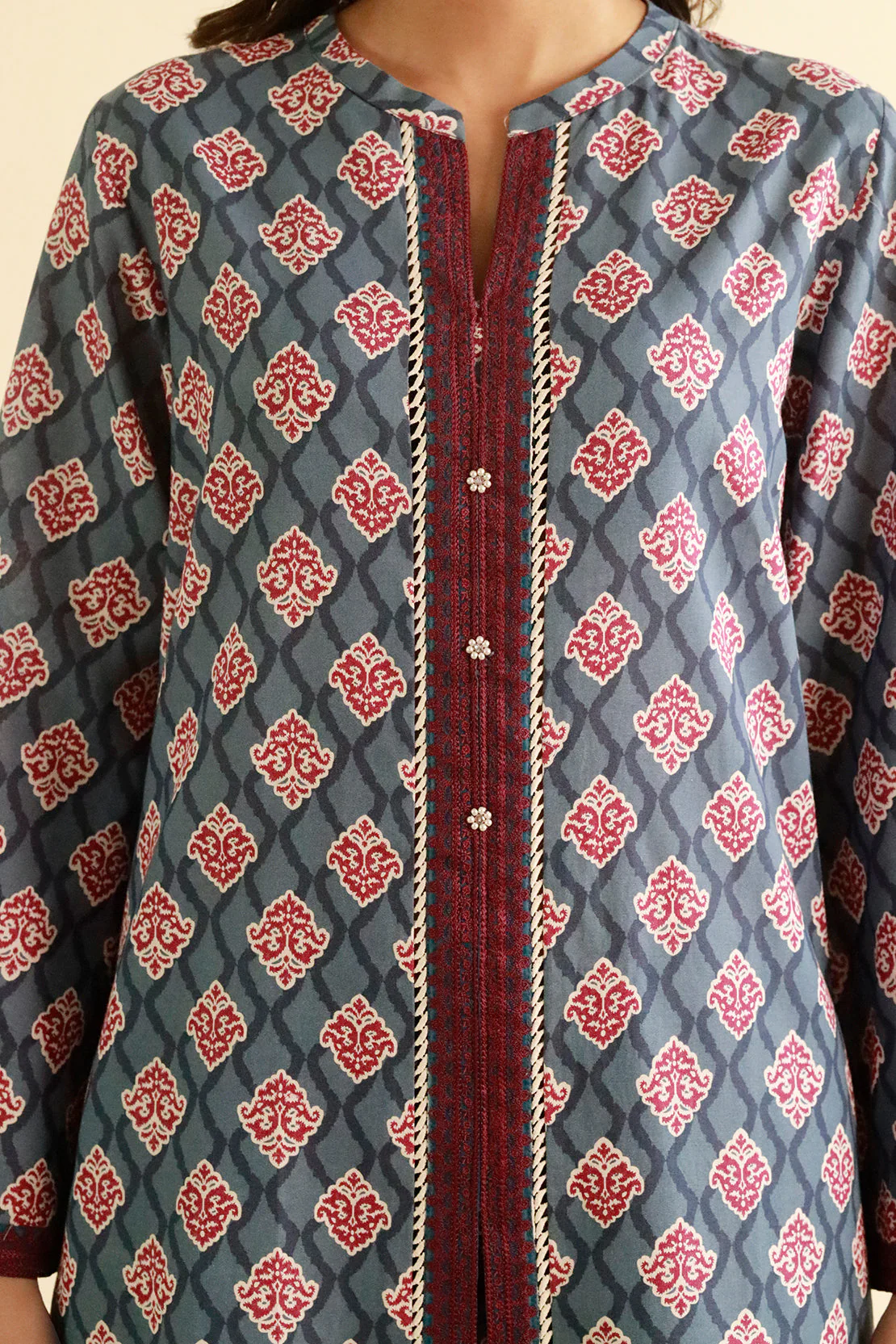 Printed Embroidered Lawn Stitched Shirt - Image 6