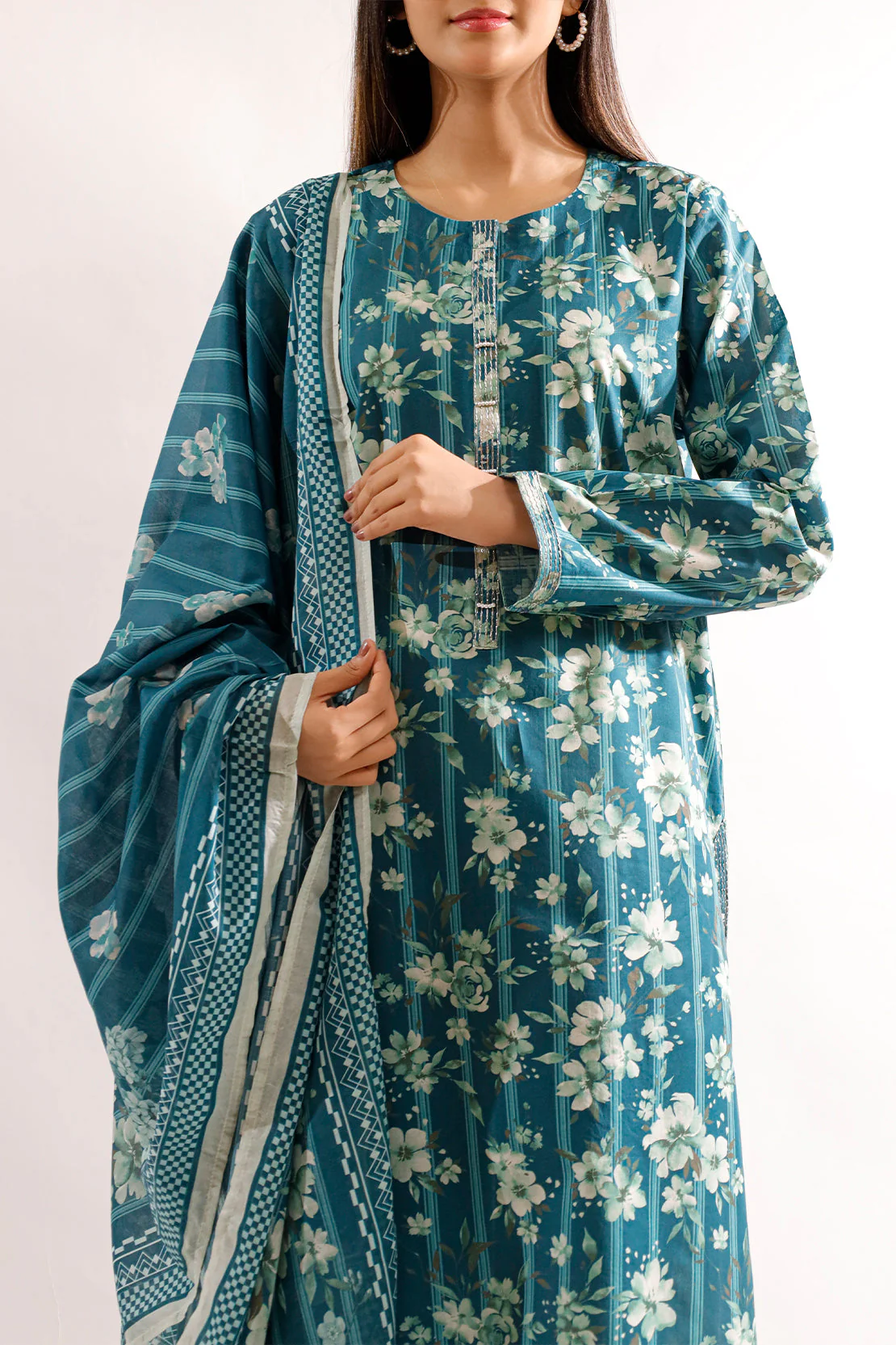 Printed Embroidered Lawn Stitched Shirt - Image 4