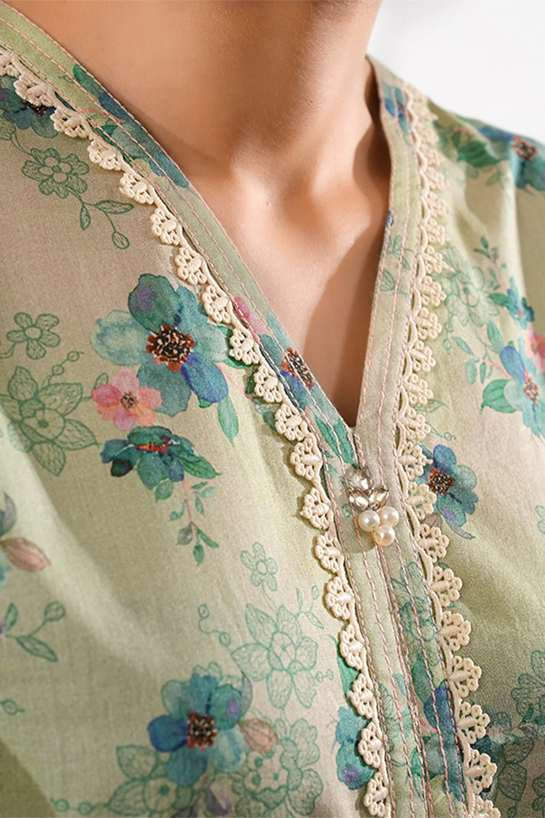 Printed Embroidered Lawn Stitched Shirt - Image 4