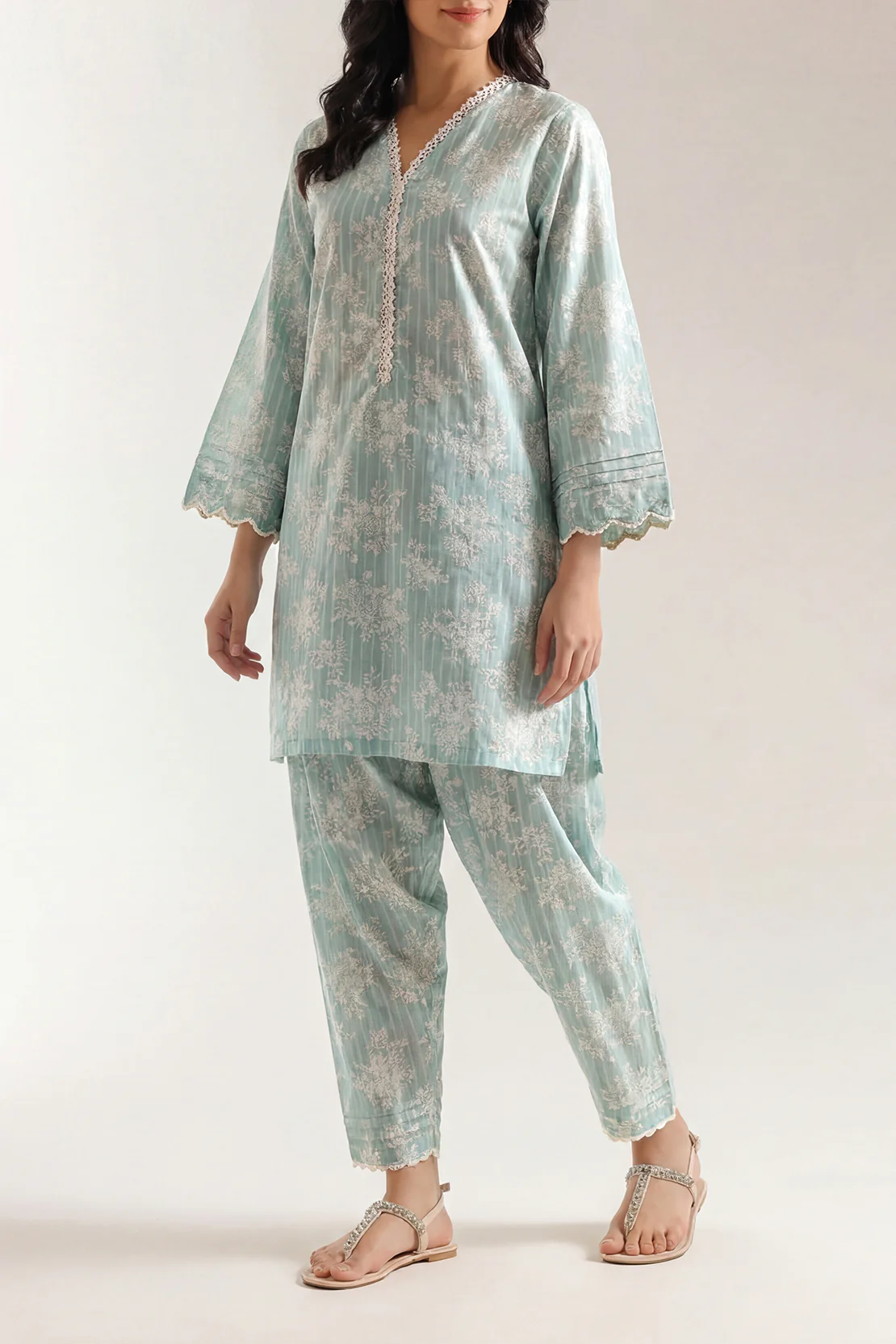 Printed Embroidered Lawn Stitched Shirt - Image 3