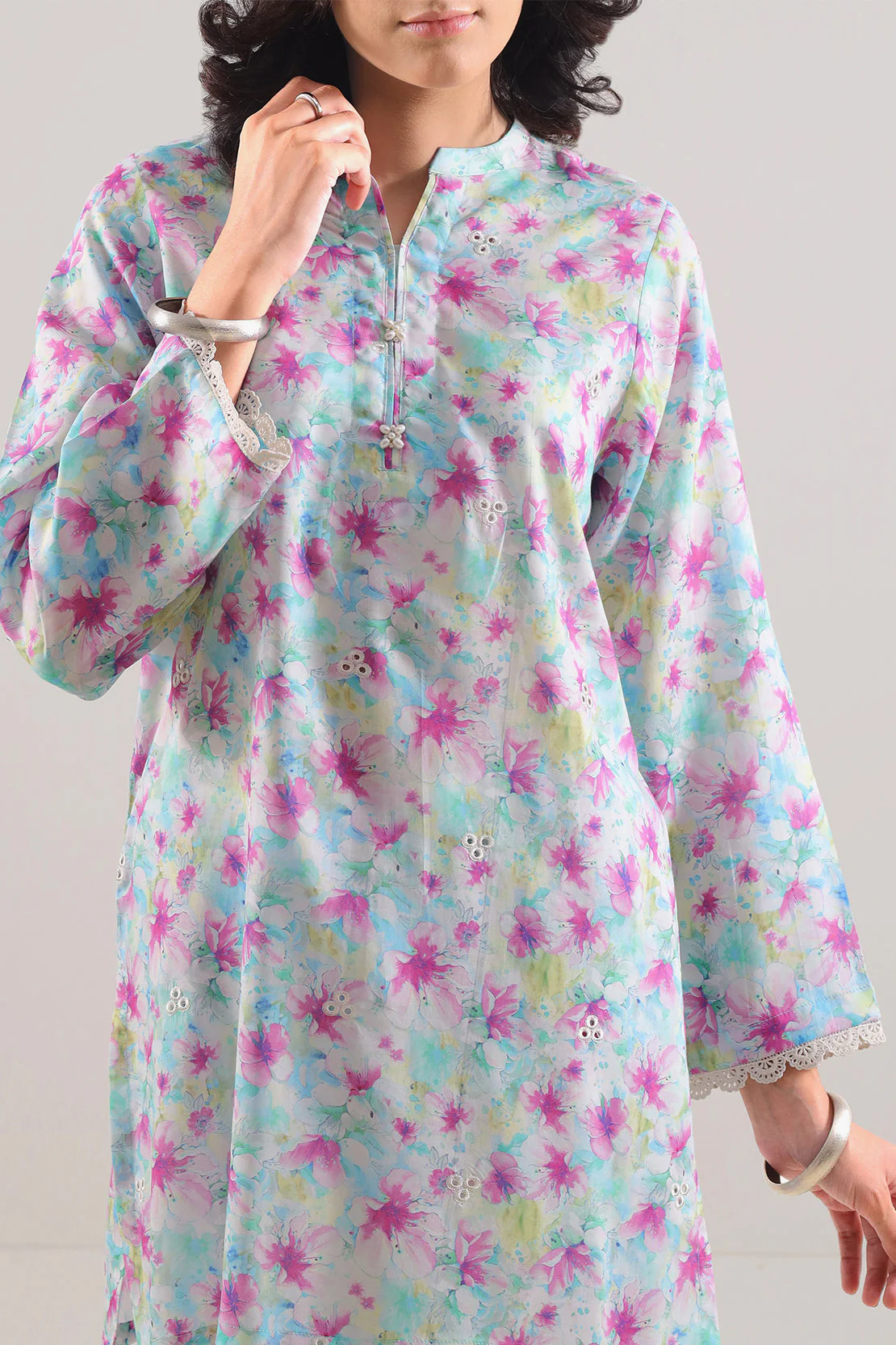 Printed Embroidered Lyocell Stitched 2 Piece (Shirt/Trouser) - Image 3