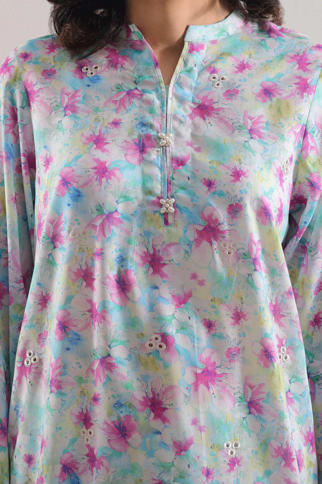 Printed Embroidered Lyocell Stitched 2 Piece (Shirt/Trouser) - Image 4