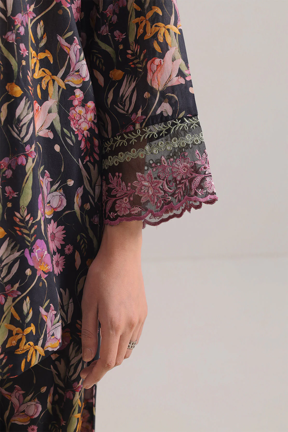Printed Embroidered Silk Touch Stitched Shirt - Image 6