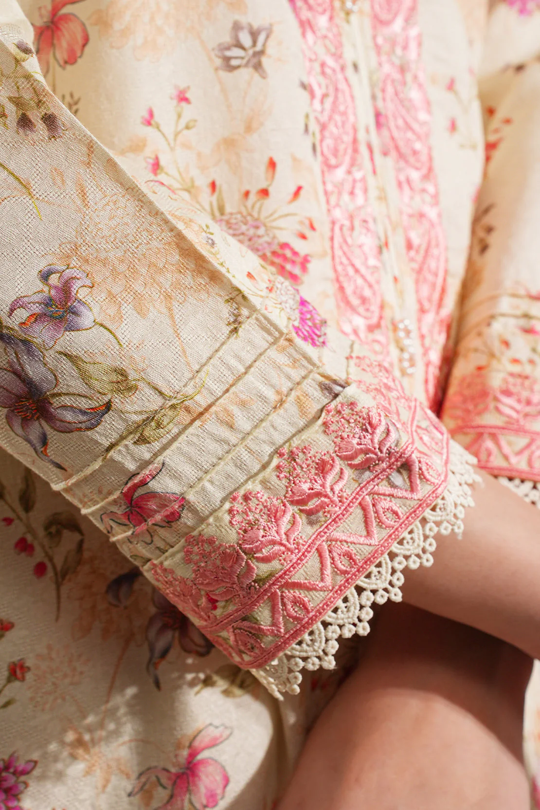 Printed Embroidered Self Jacquard Stitched 2 Piece (Shirt/Dupatta) - Image 6
