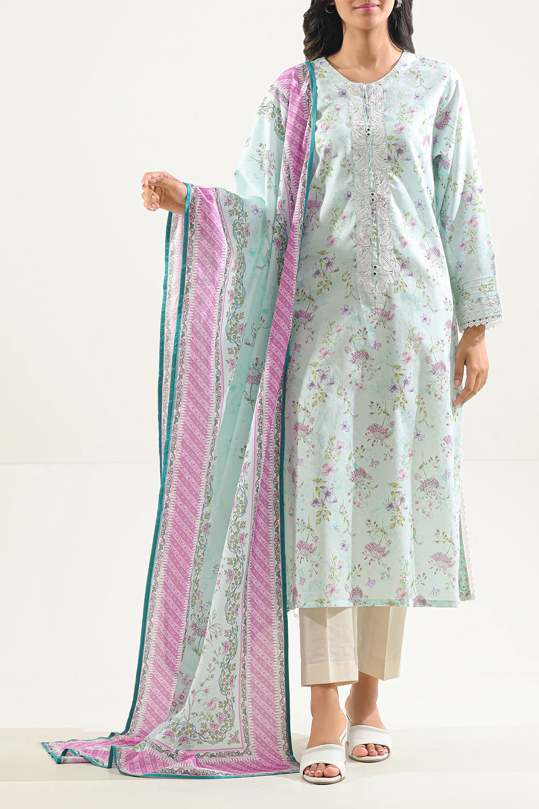 Printed Embroidered Self Jacquard Stitched Shirt