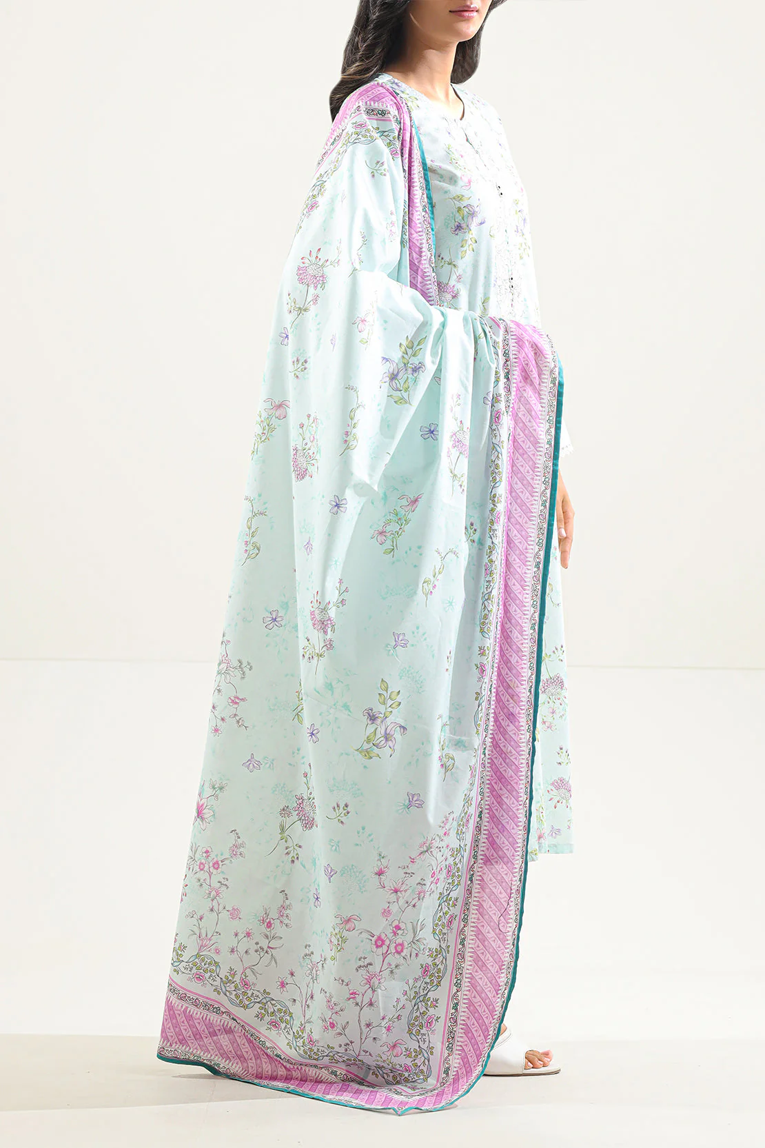 Printed Embroidered Self Jacquard Stitched Shirt - Image 4