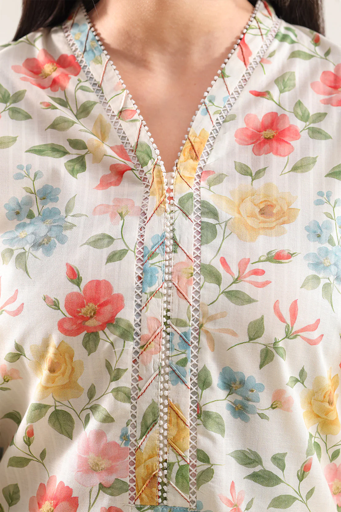 Printed Embroidered Self Strip Lawn Stitched 2 Piece (Shirt/Trouser) - Image 3