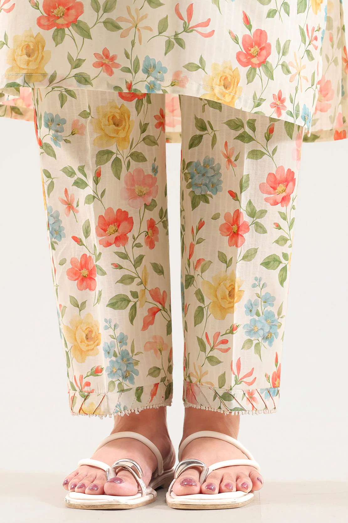 Printed Embroidered Self Strip Lawn Stitched 2 Piece (Shirt/Trouser) - Image 5