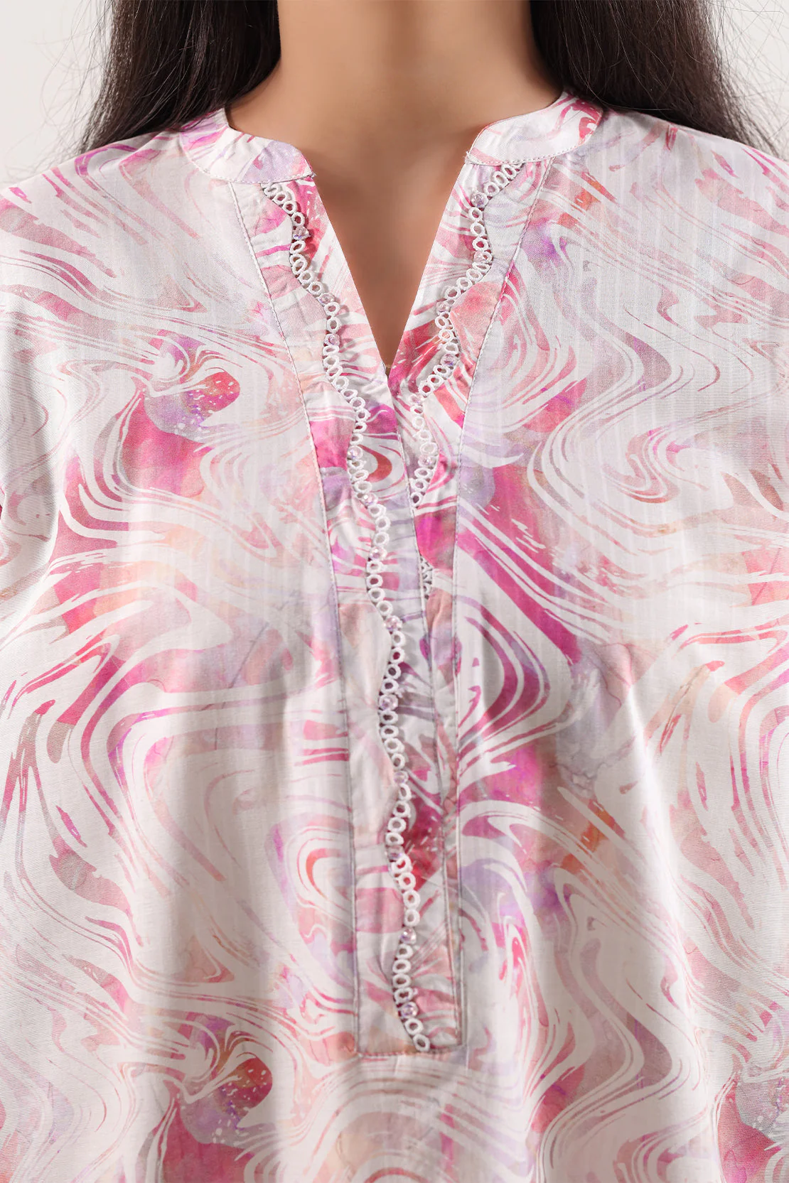 Printed Embroidered Self Strip Lawn Stitched 2 Piece (Shirt/Trouser) - Image 3
