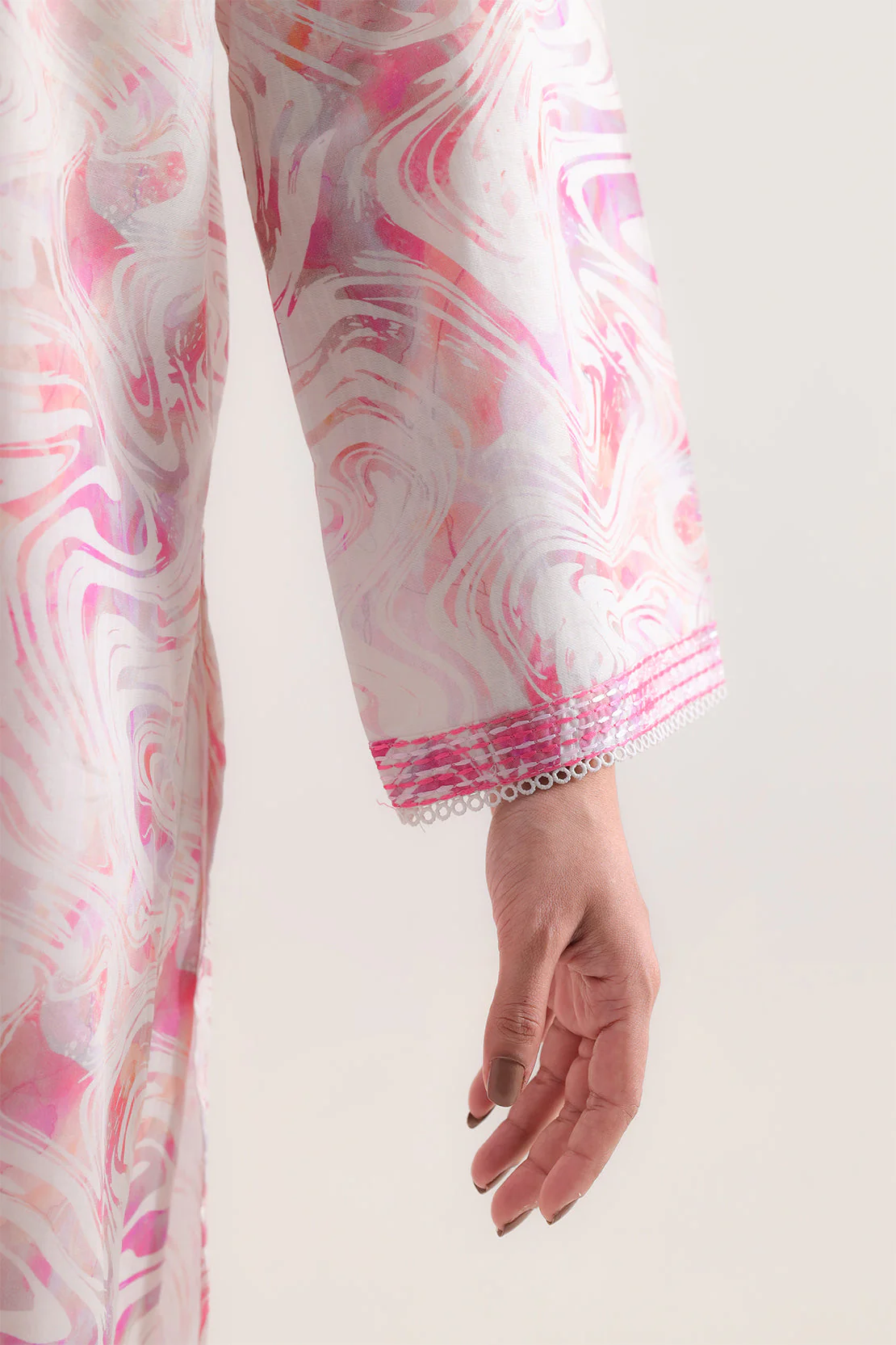 Printed Embroidered Self Strip Lawn Stitched 2 Piece (Shirt/Trouser) - Image 4