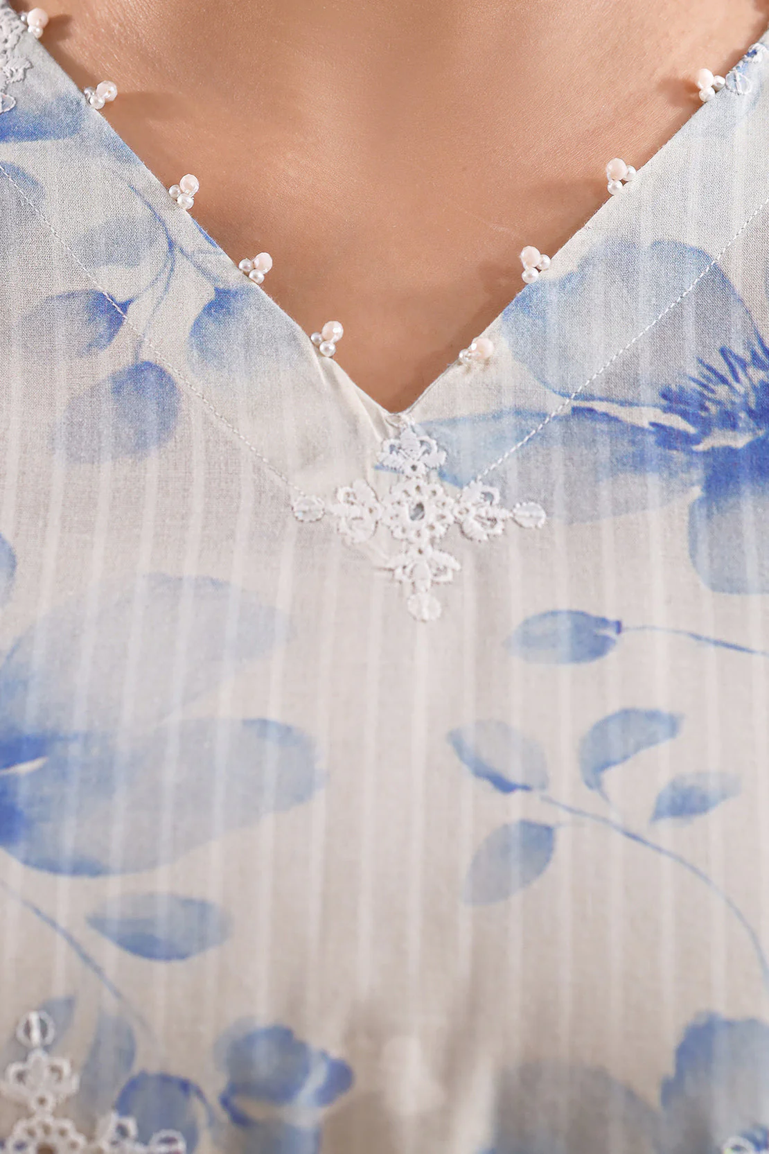 Printed Embroidered Self Strip Lawn Stitched 2 Piece (Shirt/Trouser) - Image 4