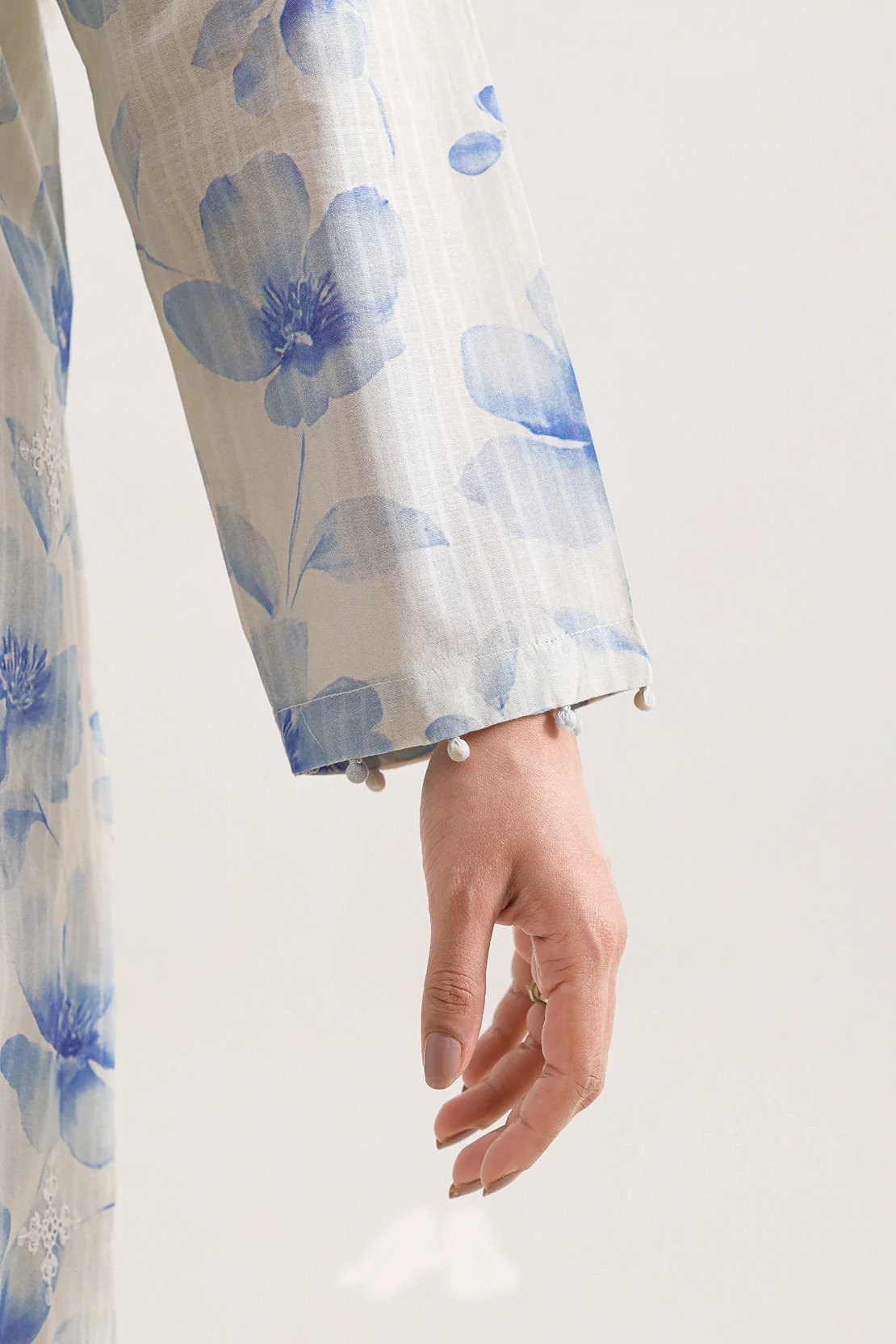 Printed Embroidered Self Strip Lawn Stitched 2 Piece (Shirt/Trouser) - Image 5