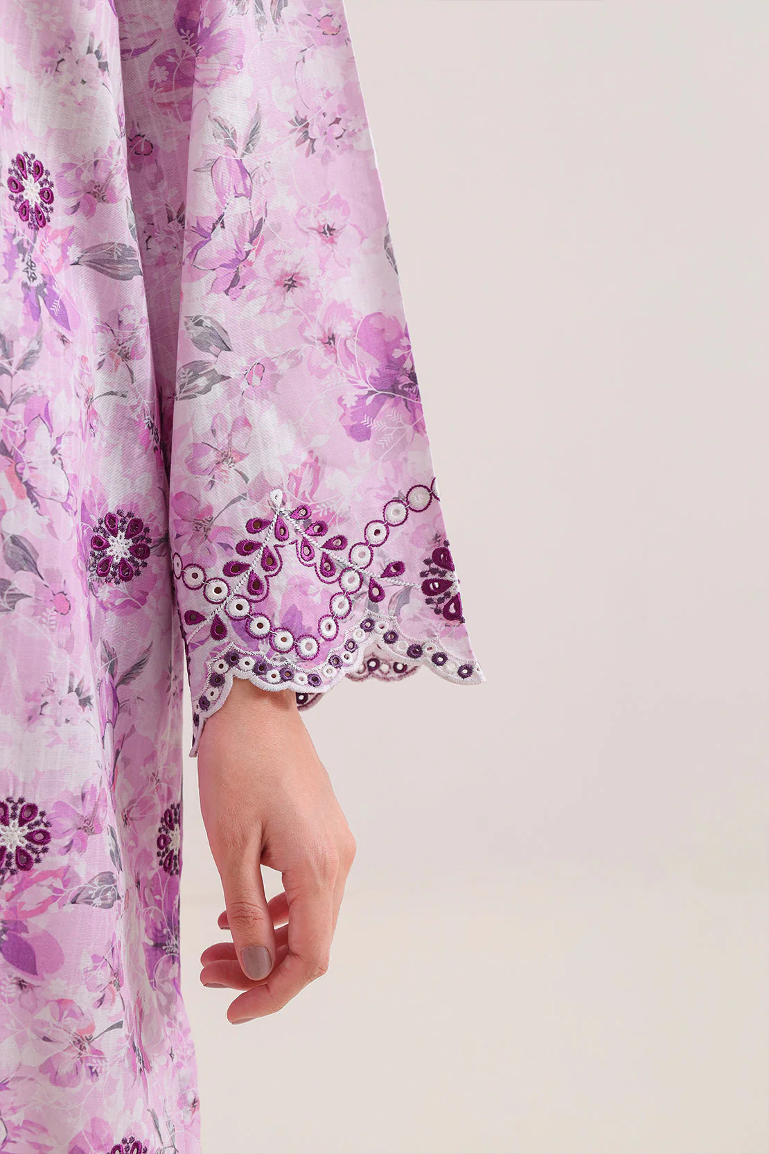 Printed Embroidered Self Strip Lawn Stitched 2 Piece (Shirt/Trouser) - Image 4
