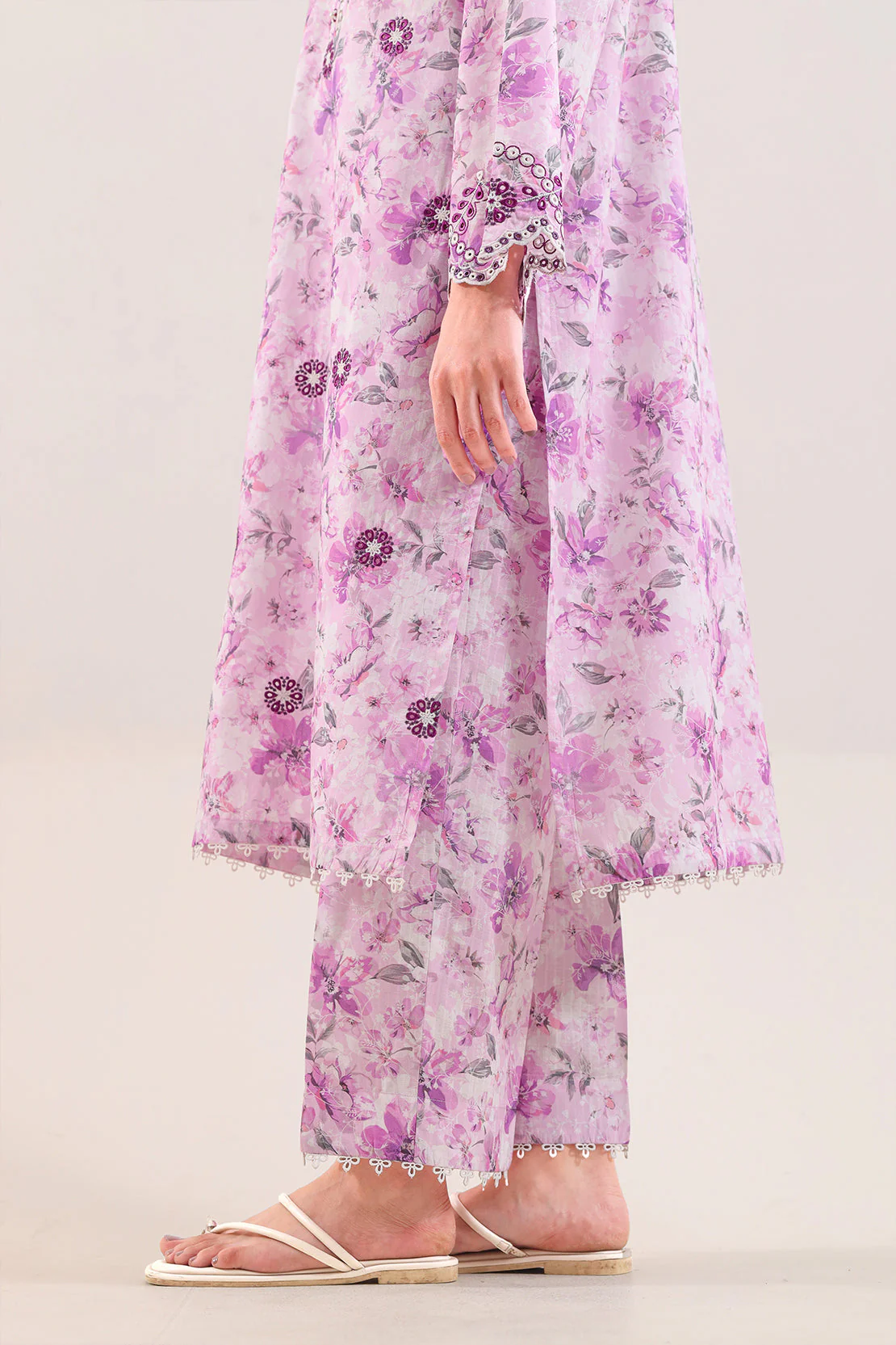Printed Embroidered Self Strip Lawn Stitched 2 Piece (Shirt/Trouser) - Image 5