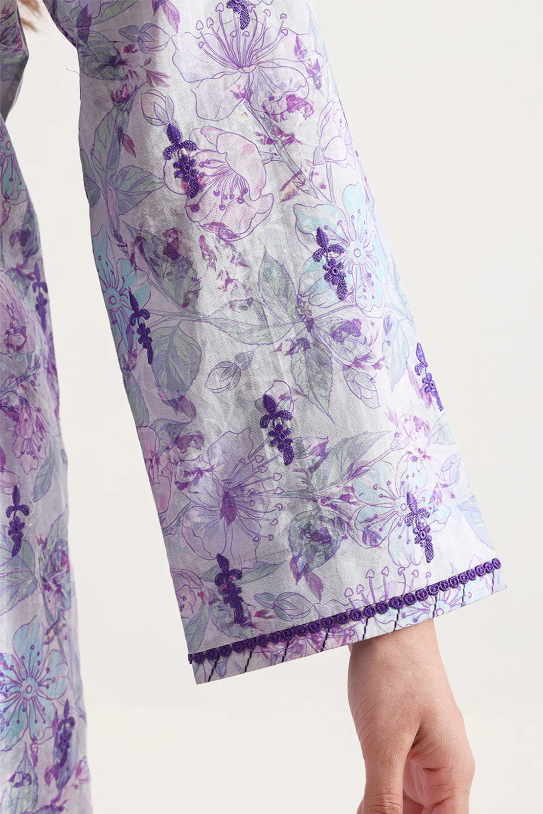 Printed Embroidered Self Strip Lawn Stitched 2 Piece (Shirt/Trouser) - Image 6