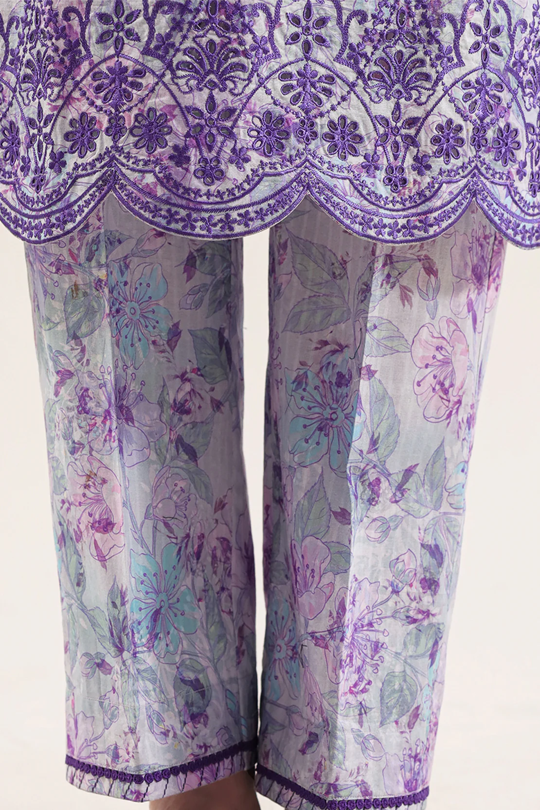 Printed Embroidered Self Strip Lawn Stitched 2 Piece (Shirt/Trouser) - Image 7