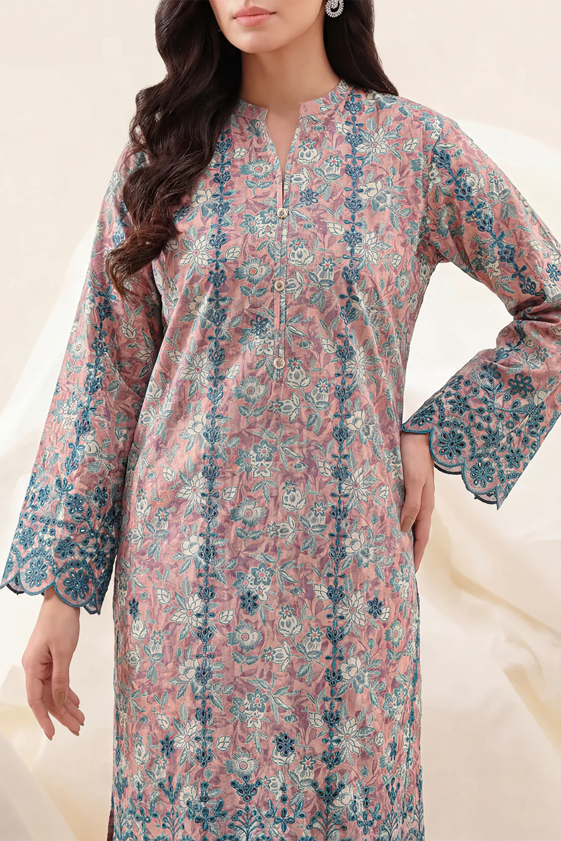 Printed Embroidered Self Strip Lawn Stitched 2 Piece (Shirt/Trouser) - Image 3