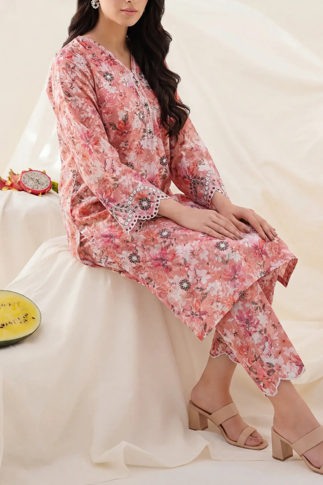 Printed Embroidered Self Strip Lawn Stitched 2 Piece (Shirt/Trouser) - Image 3