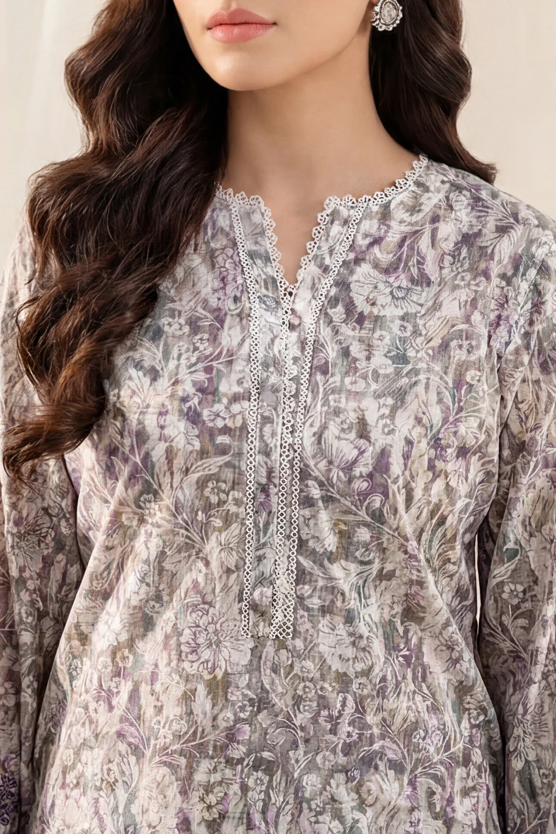 Printed Embroidered Self Strip Lawn Stitched 2 Piece (Shirt/Trouser) - Image 4