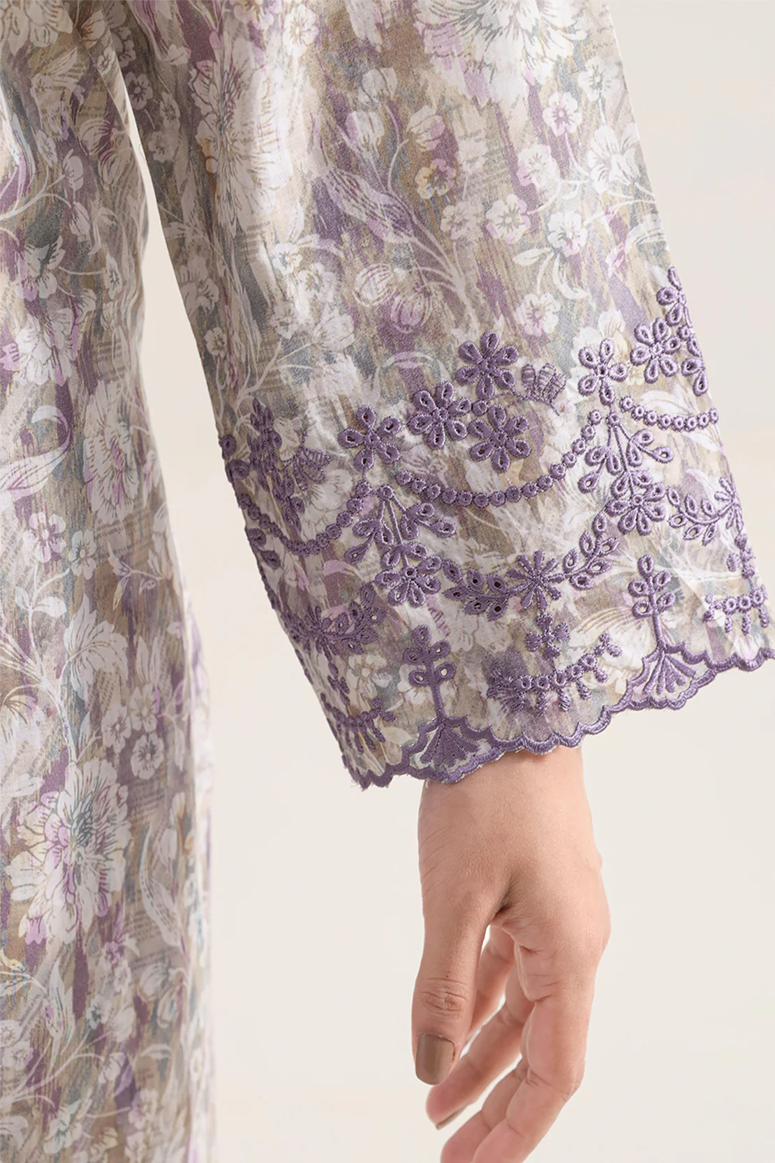 Printed Embroidered Self Strip Lawn Stitched 2 Piece (Shirt/Trouser) - Image 6