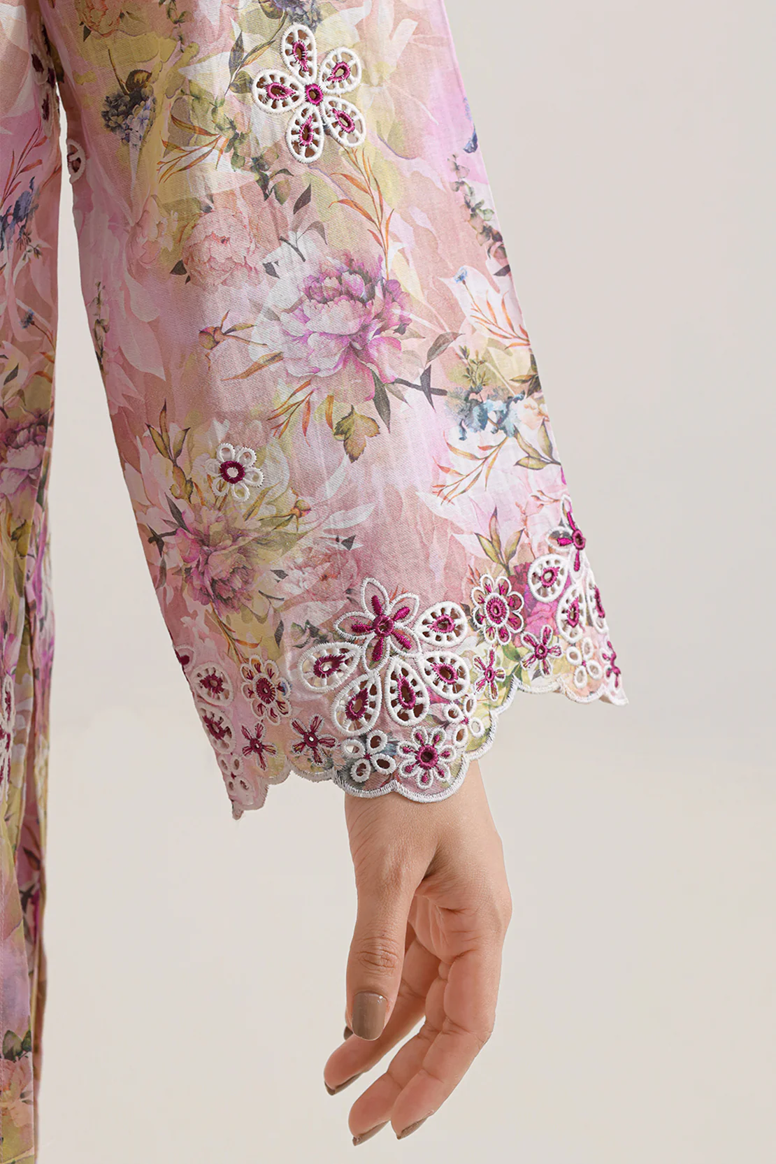 Printed Embroidered Self Strip Lawn Stitched 2 Piece (Shirt/Trouser) - Image 4