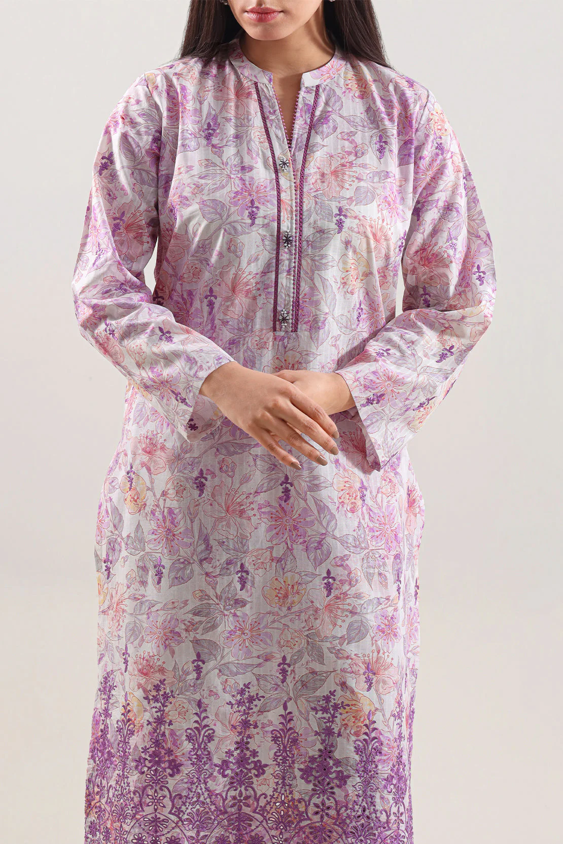 Printed Embroidered Self Strip Lawn Stitched 2 Piece (Shirt/Trouser) - Image 3