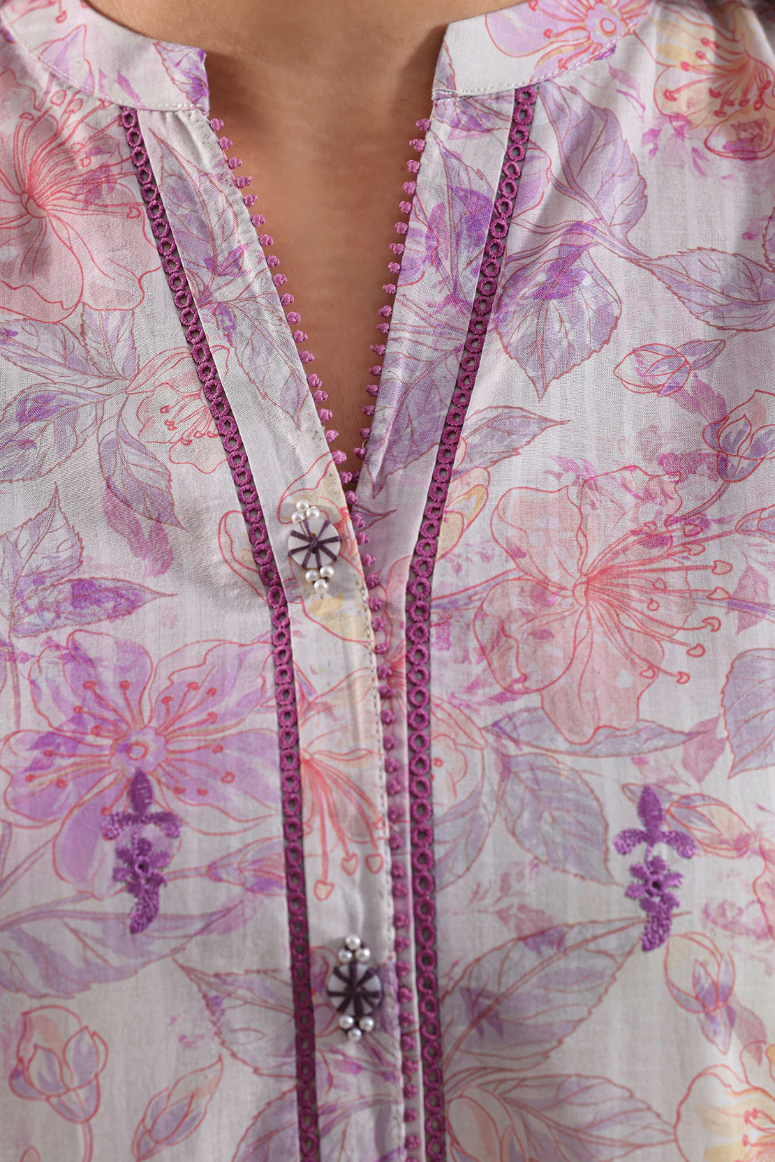 Printed Embroidered Self Strip Lawn Stitched 2 Piece (Shirt/Trouser) - Image 4