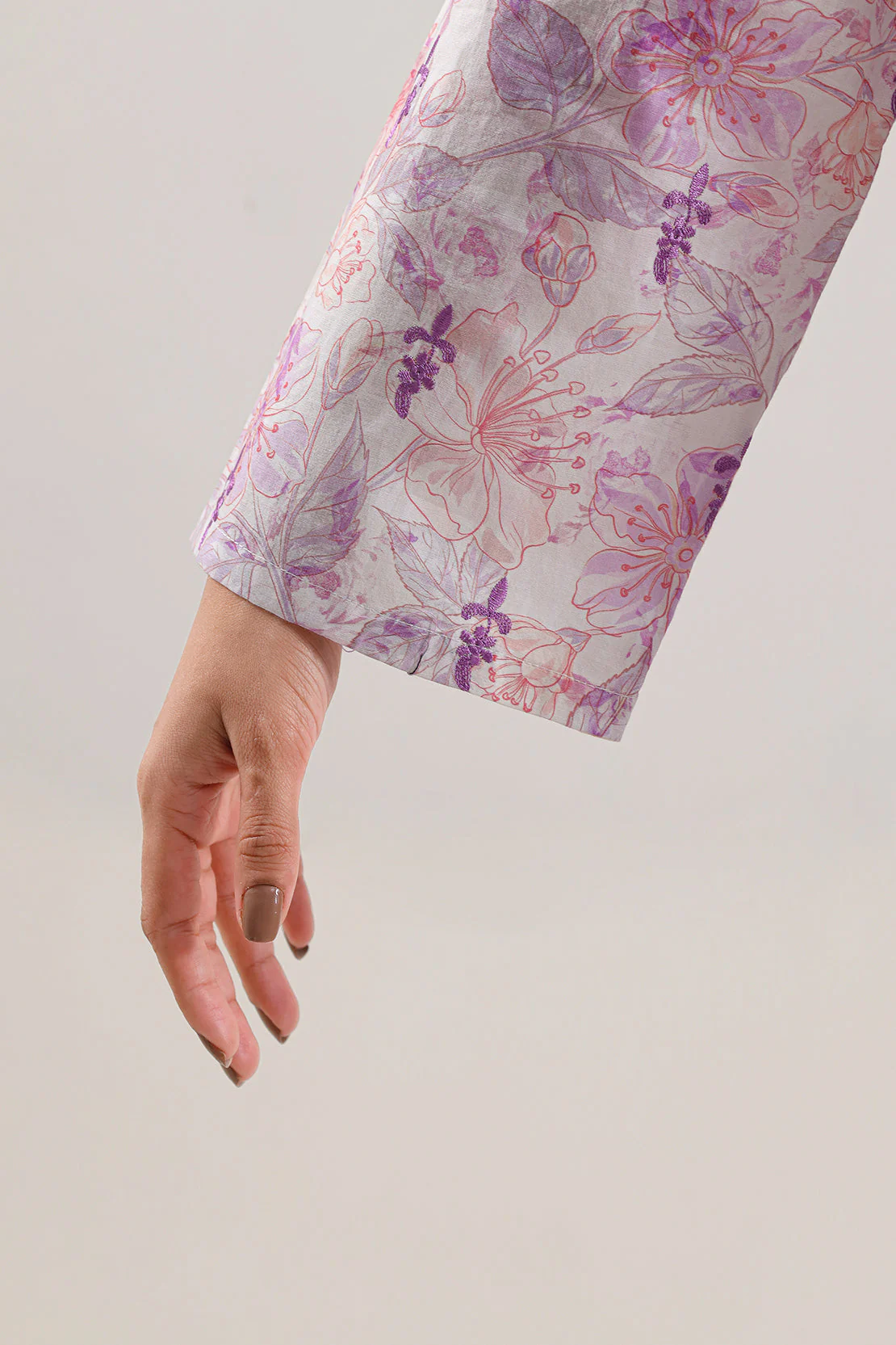 Printed Embroidered Self Strip Lawn Stitched 2 Piece (Shirt/Trouser) - Image 5