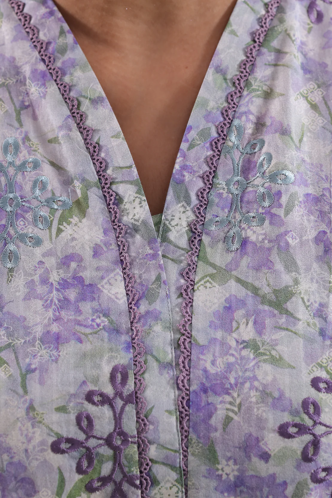 Printed Embroidered Self Strip Lawn Stitched 2 Piece (Shirt/Trouser) - Image 5