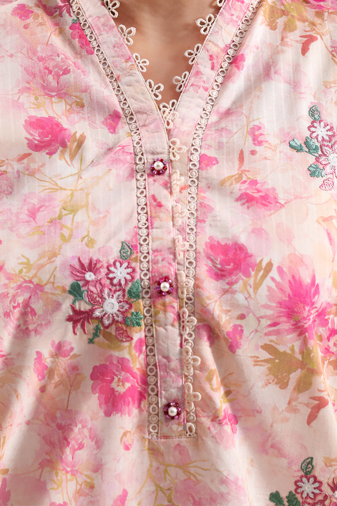 Printed Embroidered Self Strip Lawn Stitched 2 Piece (Shirt/Trouser) - Image 3