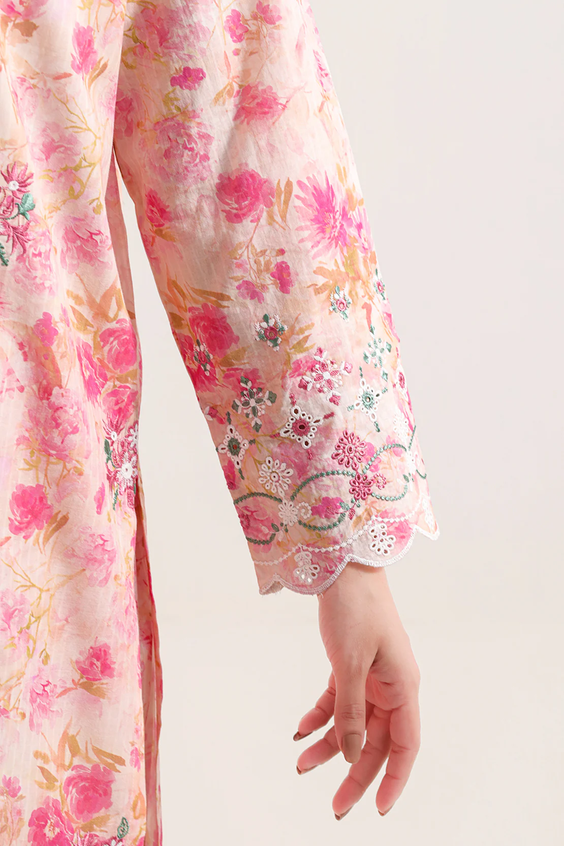 Printed Embroidered Self Strip Lawn Stitched 2 Piece (Shirt/Trouser) - Image 4