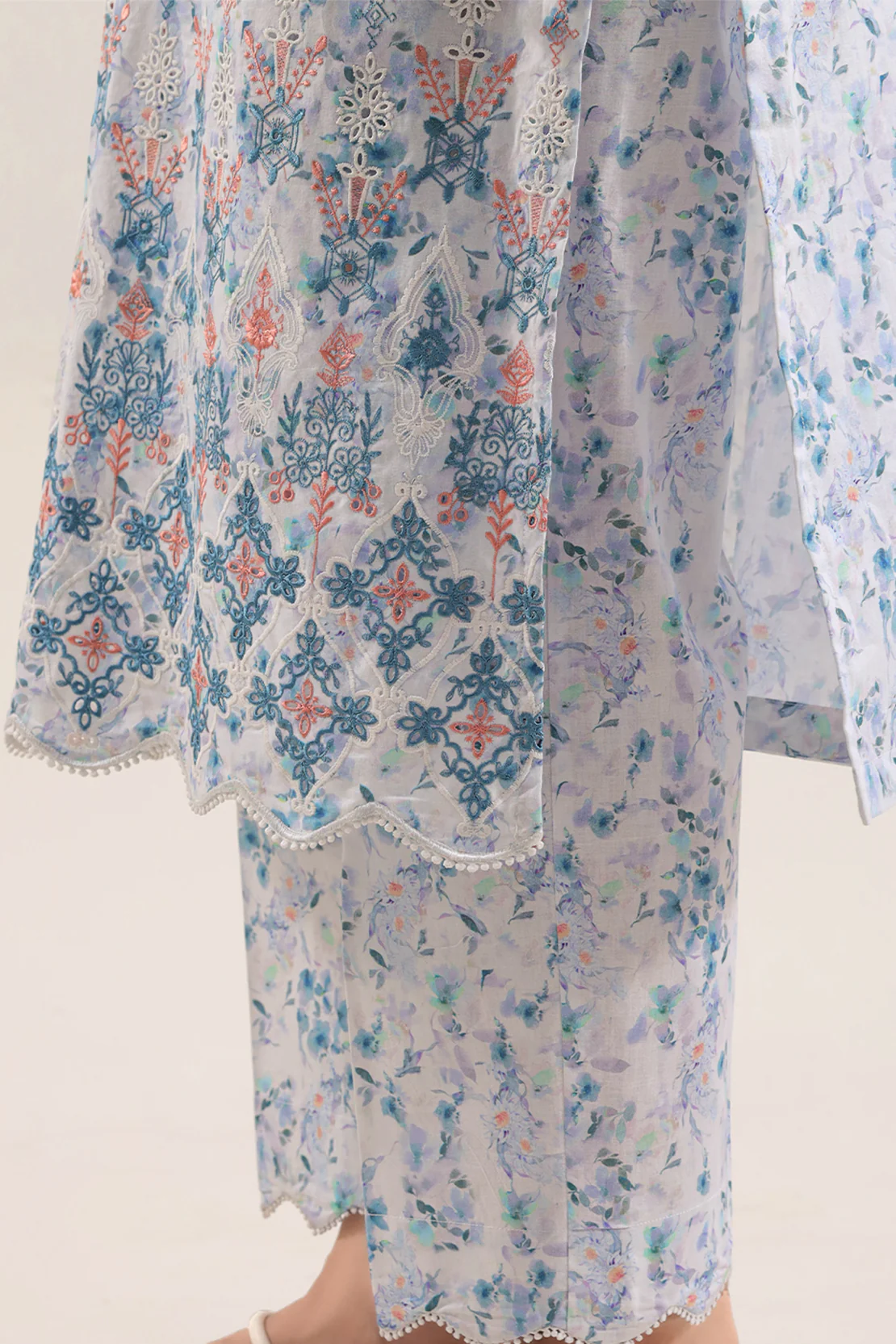 Printed Embroidered Self Strip Lawn Stitched 2 Piece (Shirt/Trouser) - Image 7