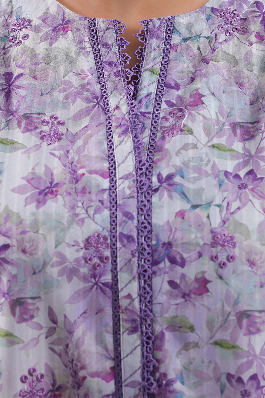 Printed Embroidered Self Strip Lawn Stitched 2 Piece (Shirt/Trouser) - Image 5