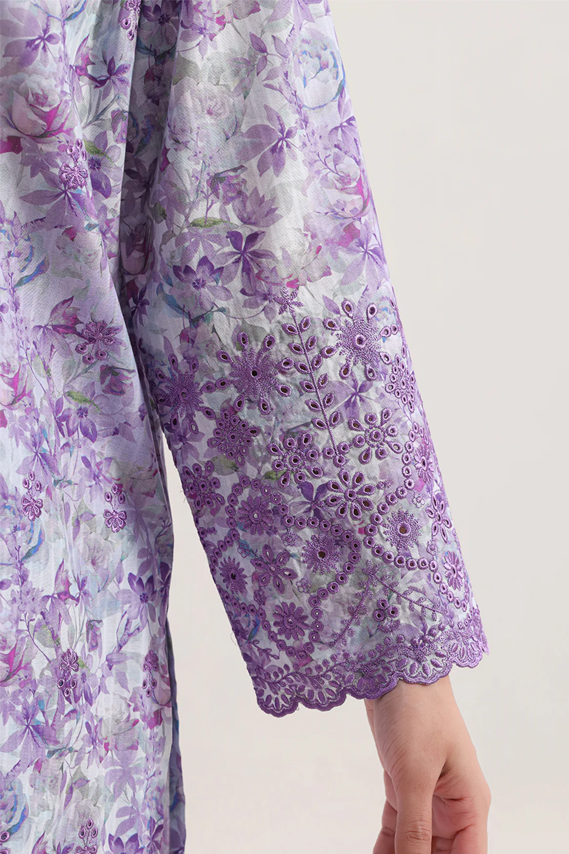 Printed Embroidered Self Strip Lawn Stitched 2 Piece (Shirt/Trouser) - Image 6