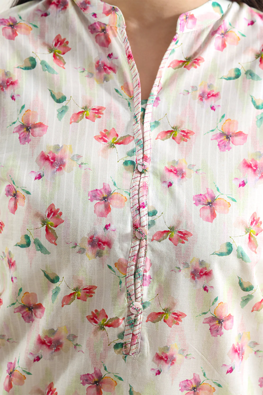 Printed Embroidered Self Strip Lawn Stitched 2 Piece (Shirt/Trouser) - Image 3