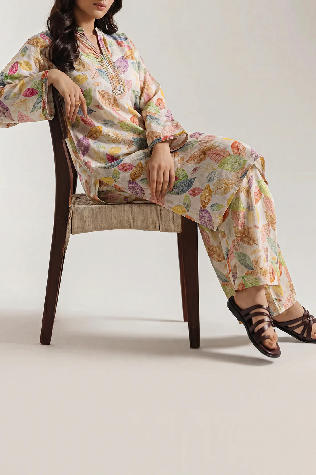Printed Embroidered Self Strip Lawn Stitched 2 Piece (Shirt/Trouser)