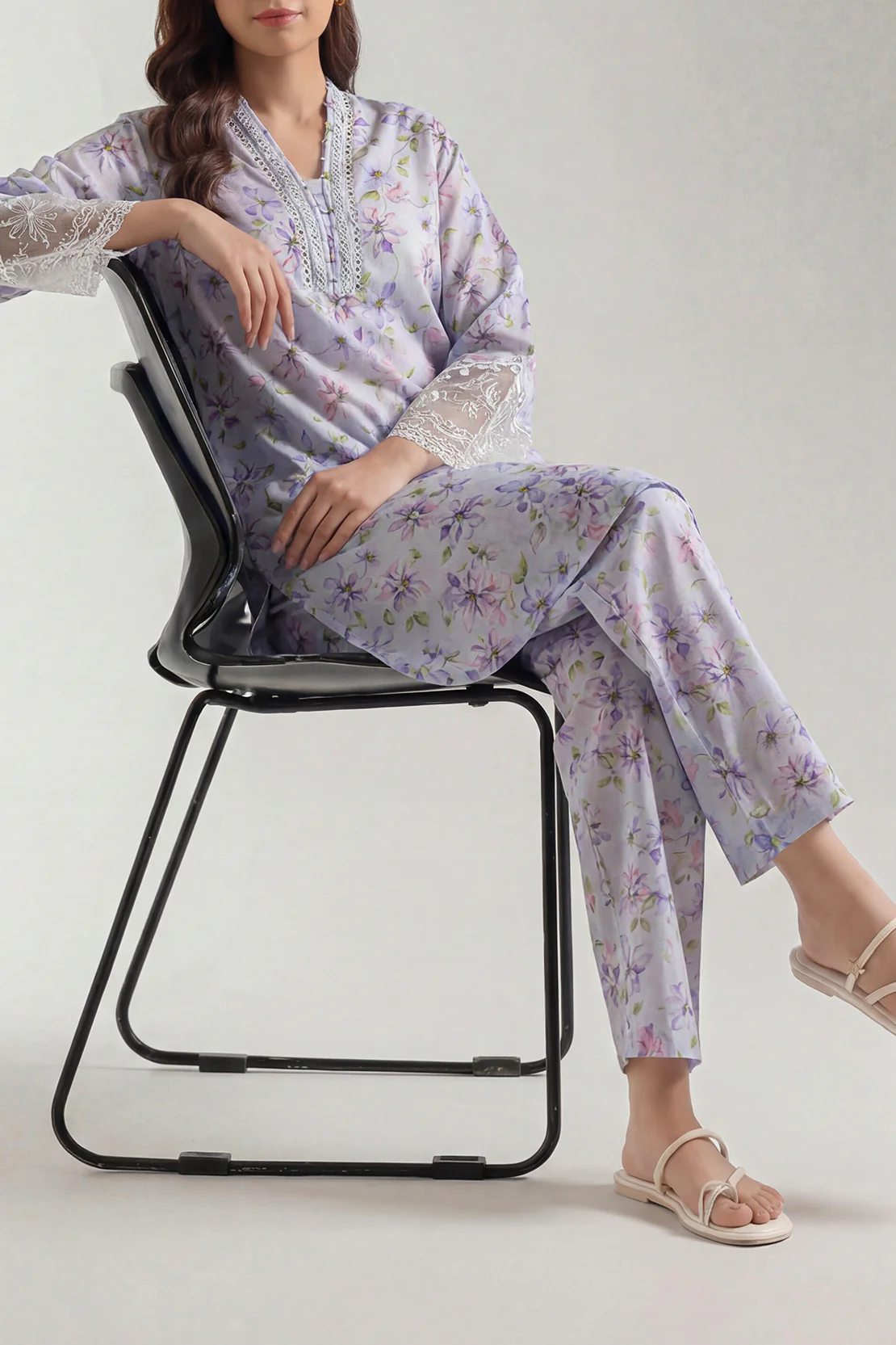 Printed Embroidered Silk Touch Stitched 2 Piece (Shirt/Trouser)